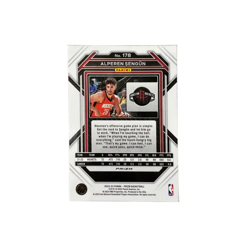 PANINI ŞEngün Rockets Core Prizm Red Ripple Refractor Player Card Rare Card Sports Cards 1 Pc-1