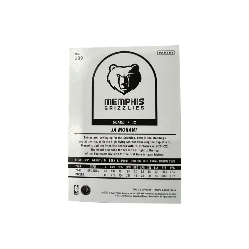 PANINI Ja Morant Grizzly Core Waist King League Icon Foldable Worm Star Card Rare Card Sports Cards 1 Piece-1