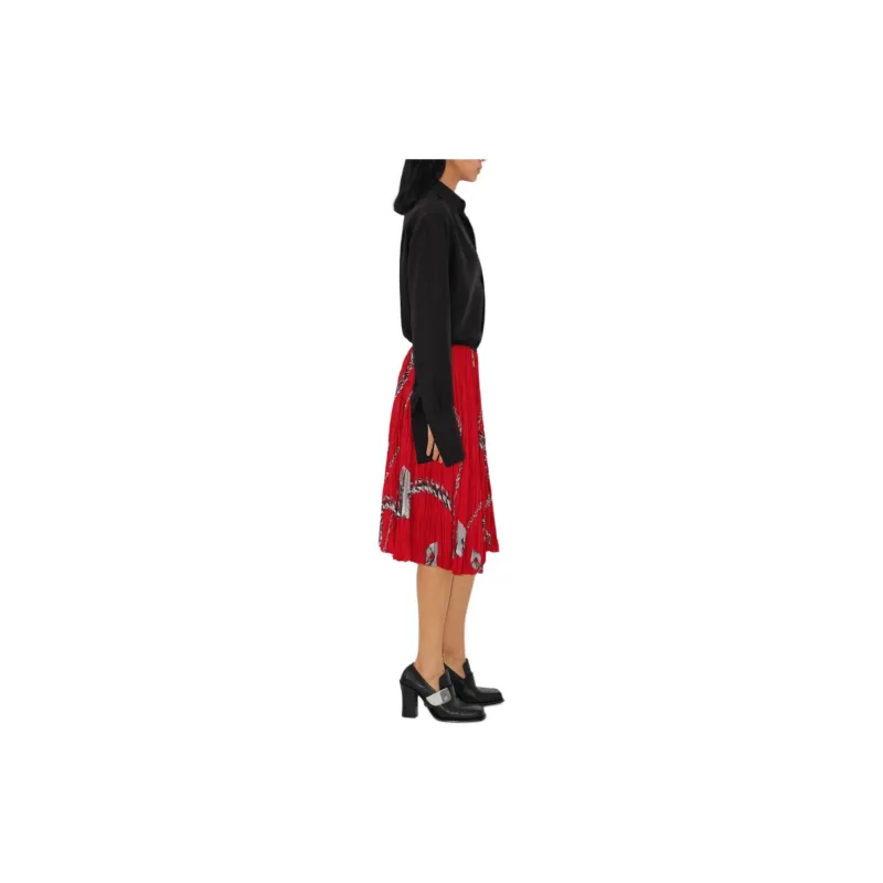 Burberry Chain-print Pleated Miniskirt-4