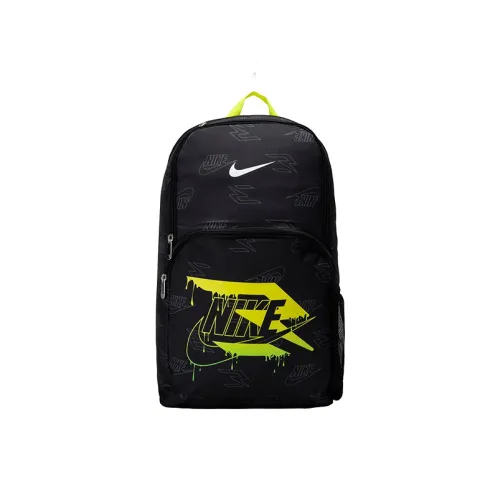 Nike Polyester Backpack Regular Unisex Jet Black & Lime Gray