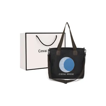 CinvaiKrose Fabric Canvas Tote Bag, Tote Bag, Shopping Bag, Crossbody Bag, Shoulder Bag Large Size Women's Black