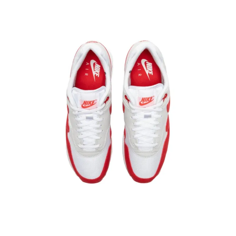 Supreme x Nike Air Max 1 Cushioning Wear Resistant Low Top Air Cushion Casual Running Shoes Unisex White Red-1