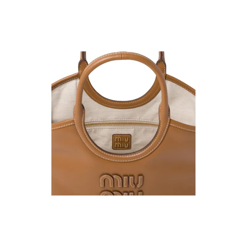 MIU MIU Ivy Leather Shoulder Bag, Crossbody Bag, Handbag Women's Brown-3