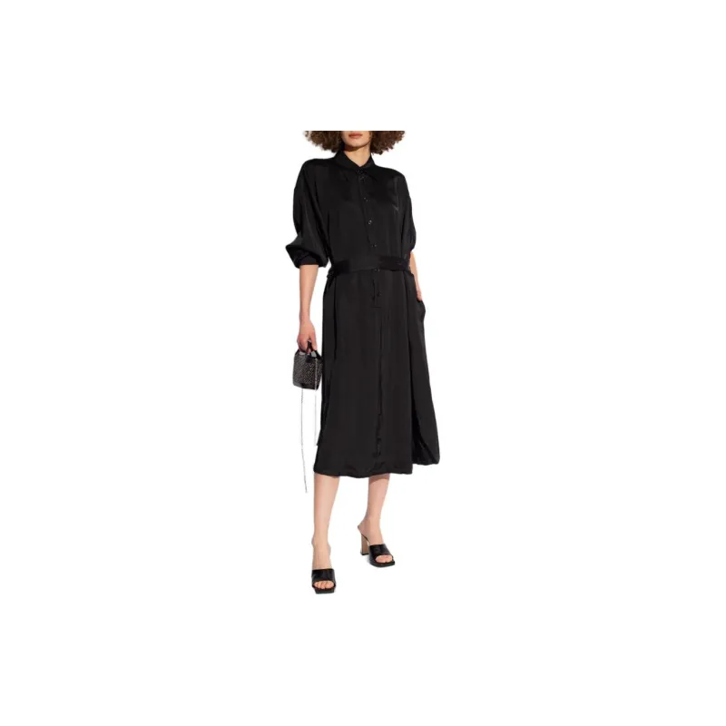 Fabiana Filippi Long Sleeved Belted Satin Shirtdress-1