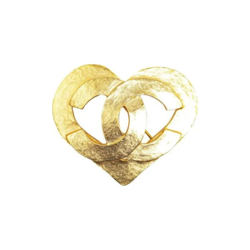 CHANEL 1995 Plated Cc Heart Costume Brooch-0