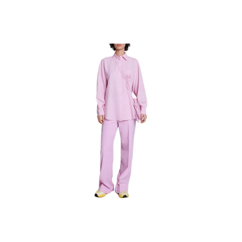 Maje Clover-embroidered Striped Shirt-1