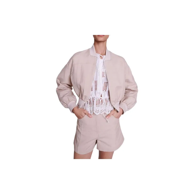 Maje Drop-shoulder Cropped Bomber Jacket-1
