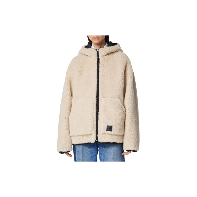 VERSACE FW23 Velvet-feel Coat Women's Light Beige-1
