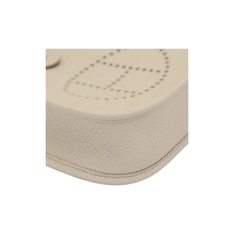 HERMES Evelyne Clemence Leather Shoulder Bag Crossbody Bag Mini Unisex 8L Beton Glacier White-8