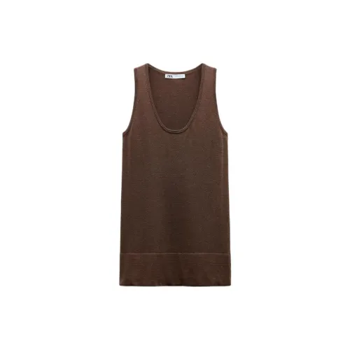 ZARA Tank Tops Women's Brown