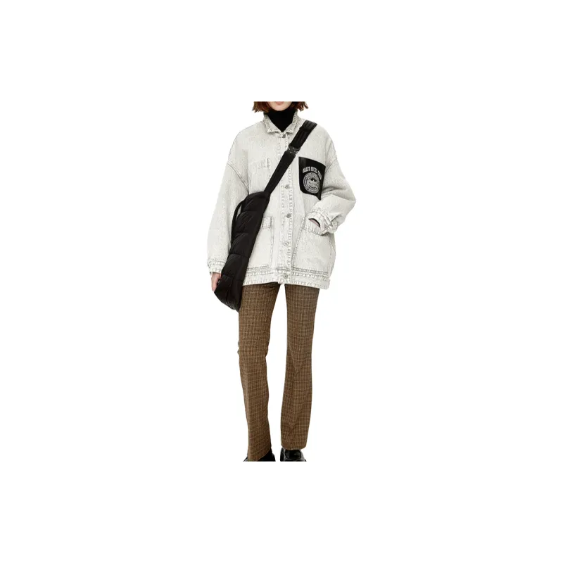 III VIVINIKO Denim Jacket Women's Light Gray-2