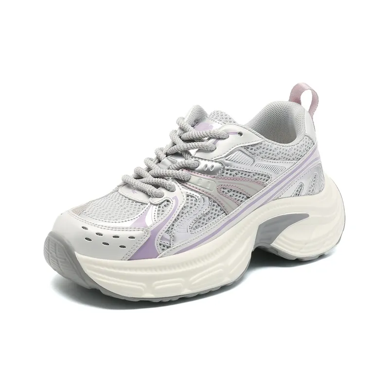 RED DRAGONFLY Chunky Sneakers Lightweight Height Increasing Low Top Casual Shoes Women's White Gold Gray Purple-8