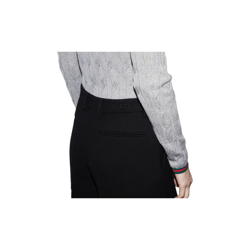 GUCCI Wool Crepe Short 'Black'-5