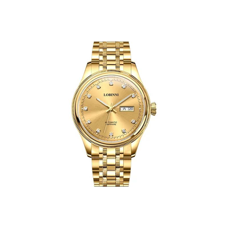 LOBINNI L Business Men's Watch Mechanical Movement Stainless Steel Watchband Watch Men's Watches Gold Dial-4