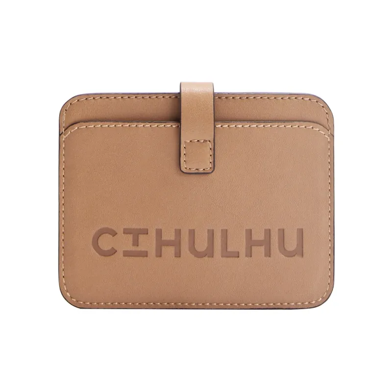 Cthulhu Split Cow Leather Tricolor Letter Card Holder Mini Unisex Dirty Orange/Ink Grey/Grey White-1