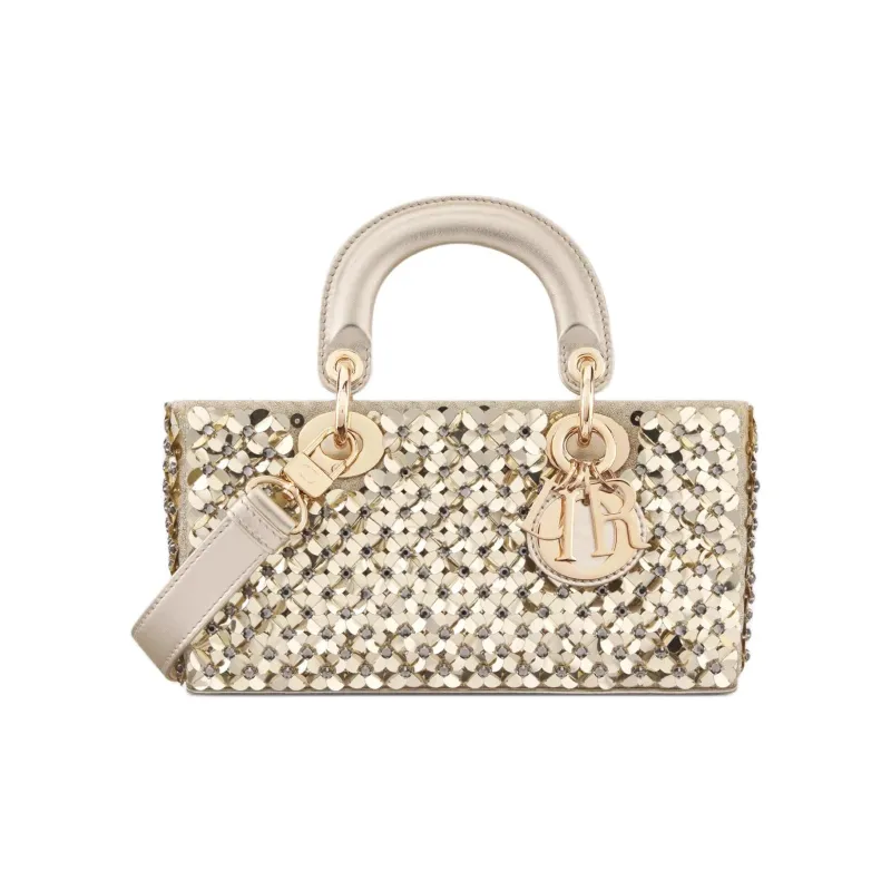 DIOR Lady D Joy Lambskin Lady Dior Bag, Shoulder Bag, Crossbody Bag, Handbag Small Size Women's Gold-0