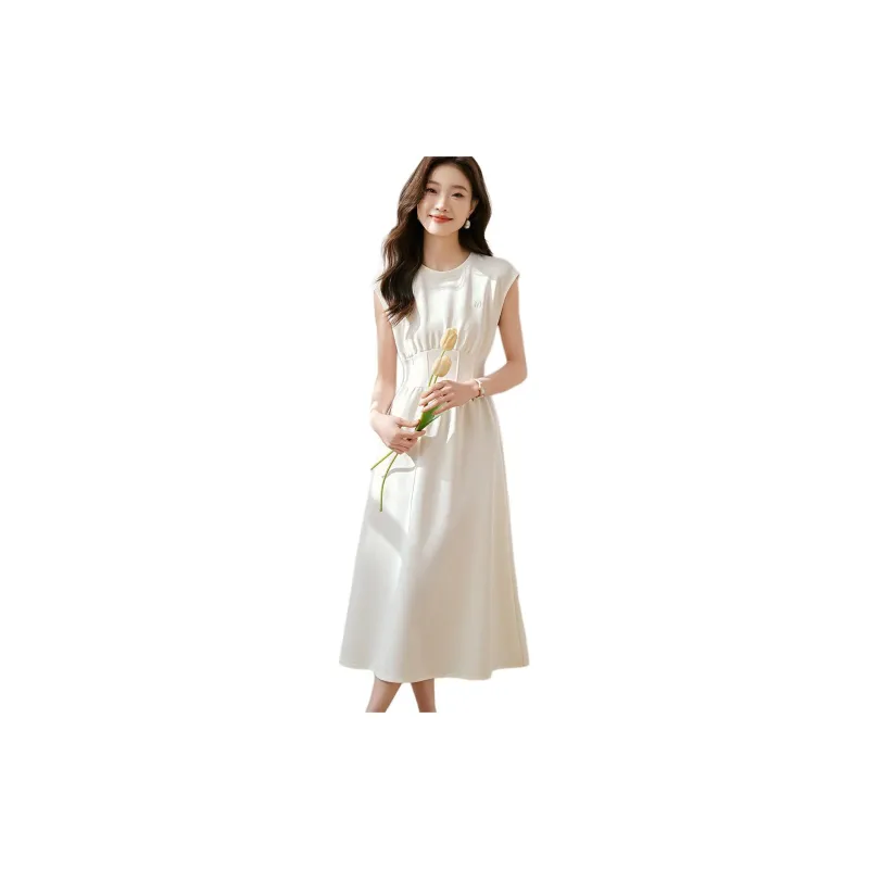 Mo Han Yi Mei Sleeveless Dress Women's Ecru-3