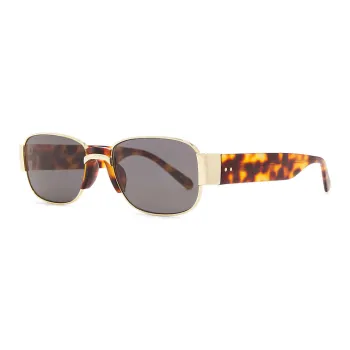 DRIES VAN NOTEN Metal Tortoiseshell Acetate Rectangular Sunglasses Women's Tortoiseshell