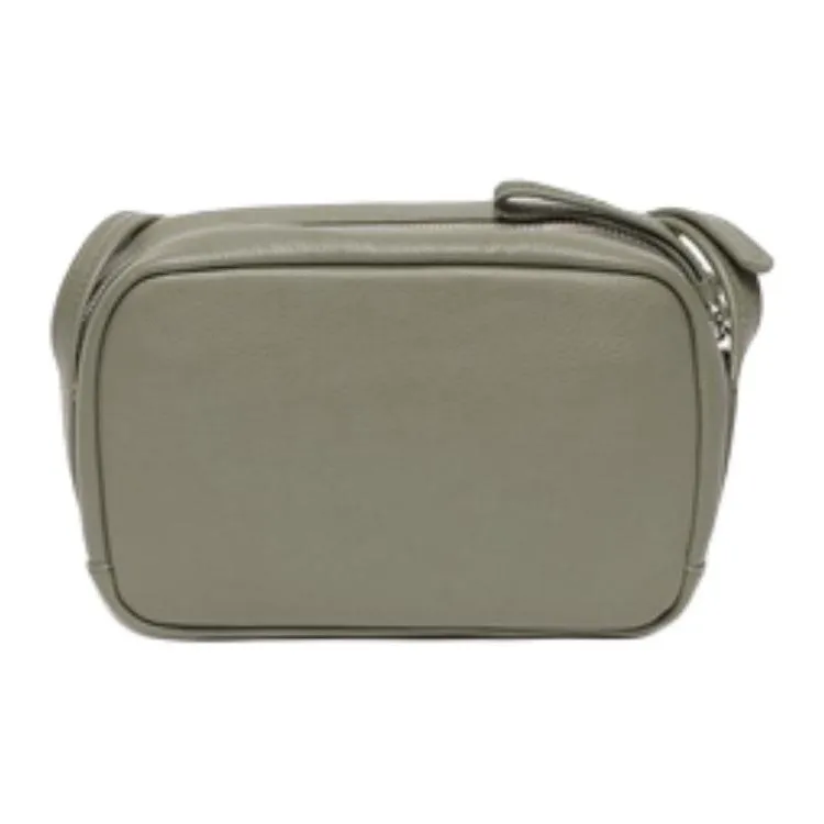 LACOSTE Cow Leather Crossbody Bag Women's Taupe-2
