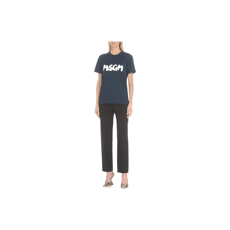 MSGM Logo Printed Crewneck T Shirt-2