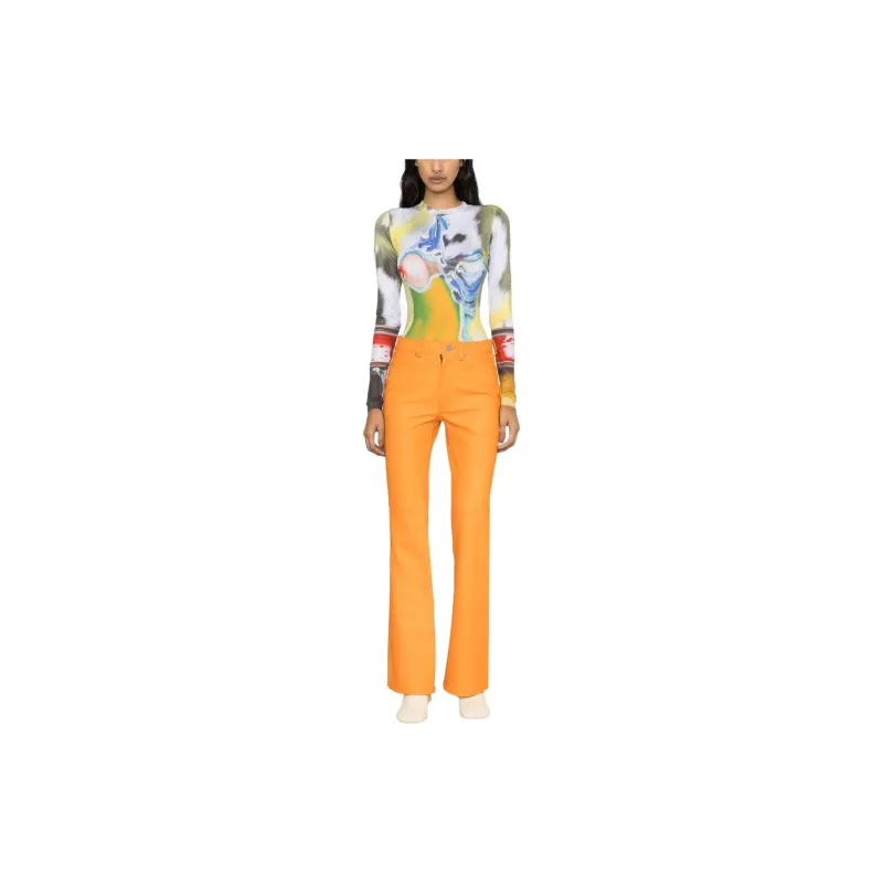 JW Anderson High Waisted Leather Bootcut Trousers-1