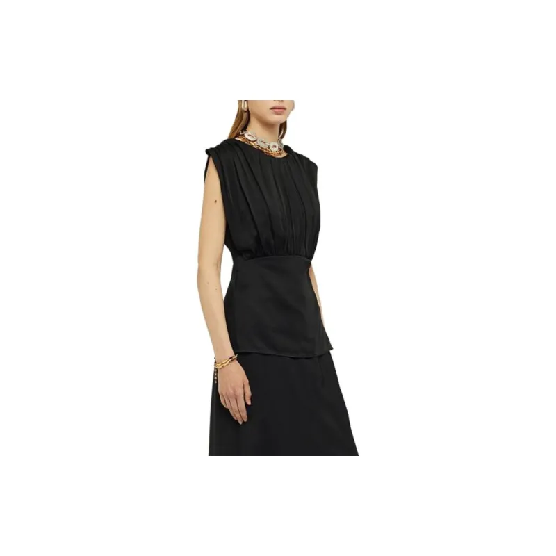 JIL SANDER Gathered V Back Satin Top-3