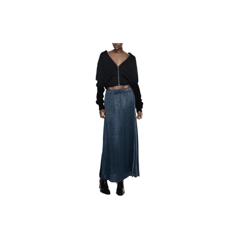 ZARA Casual Long Skirts Women's Blue-2