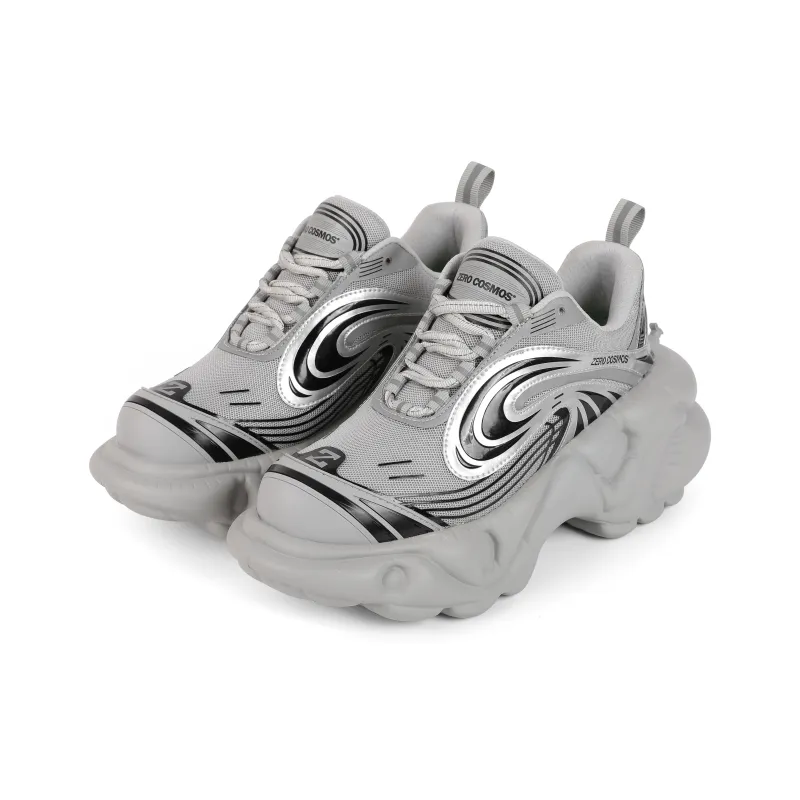 ZERO COSMOS Spacewalk Series Cushioned Wear Resistant Height Increasing Low Top Chunky Sneakers Unisex Silver-1