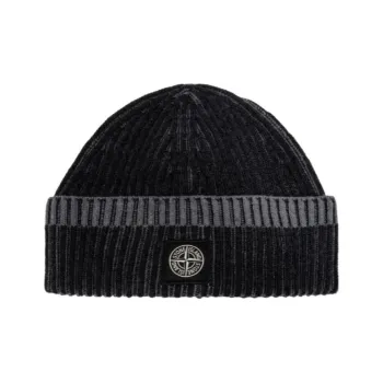 STONE ISLAND Logo Patch Ribbed Beanie