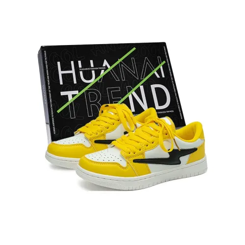 HUANAI Skateboard Shoes Unisex Low-Top White/Black Yellow