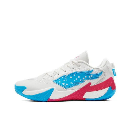 PEAK Taichi Outdoor Dominator Pro Cushioning Rebound Slip Resistant Low Top Basketball Shoes Men's Ivory Blue