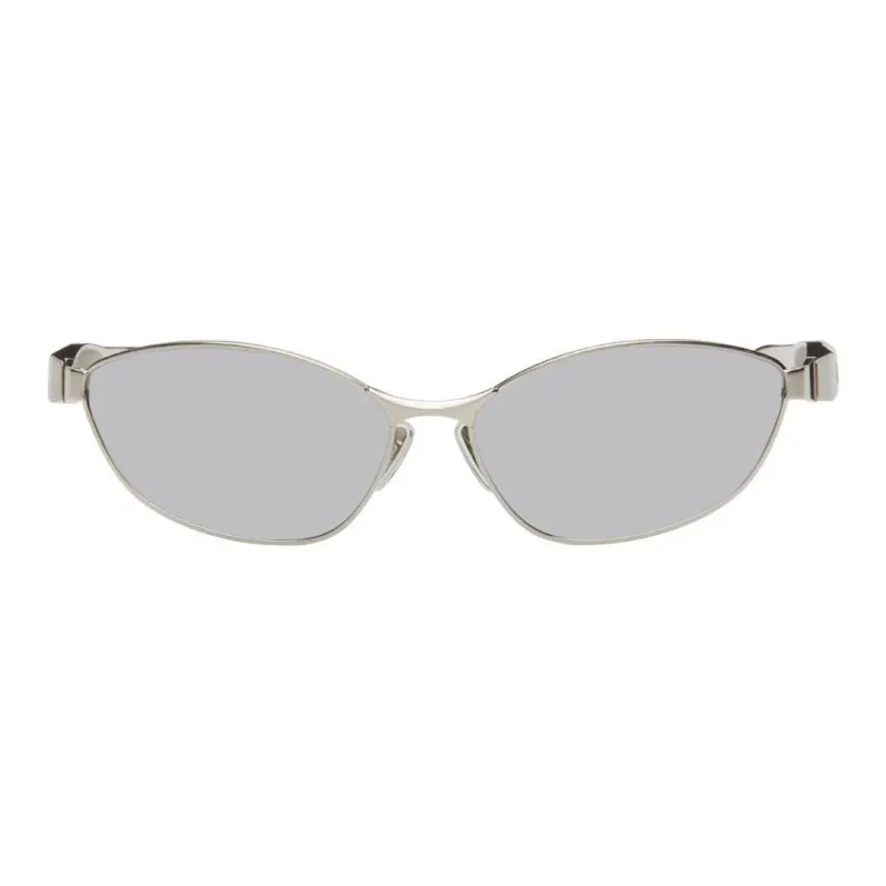Balenciaga Stainless Steel Oval Sunglasses Men's Silver-0