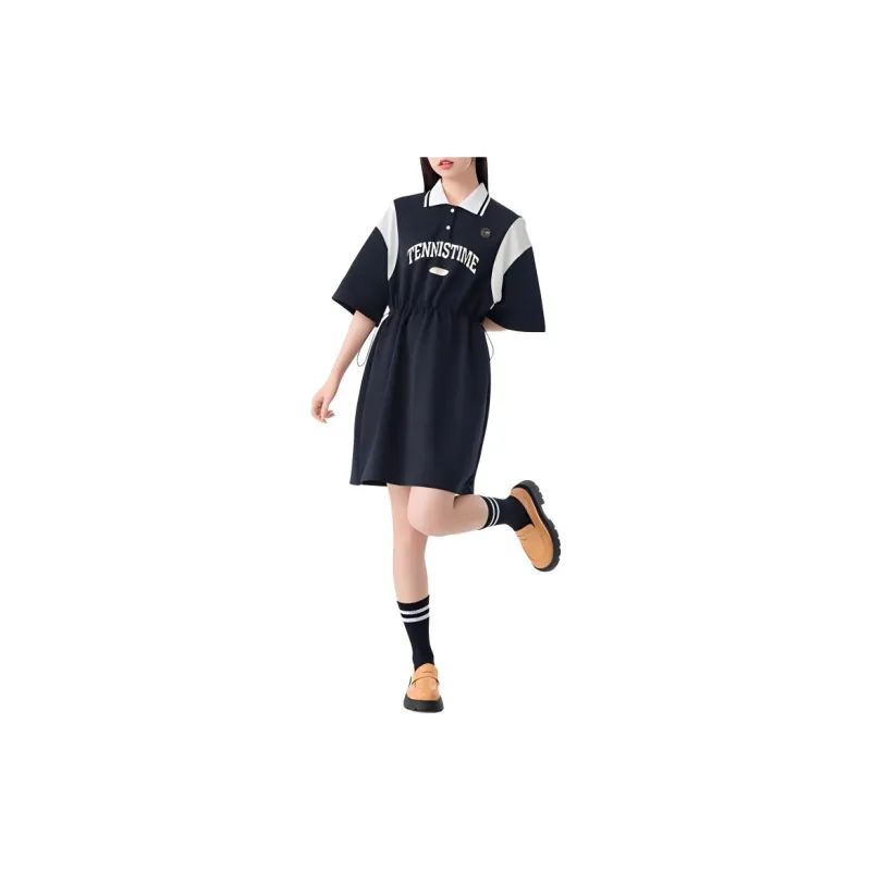 EICHITOO Short Sleeved Dress Women's Navy Blue & Pink-2