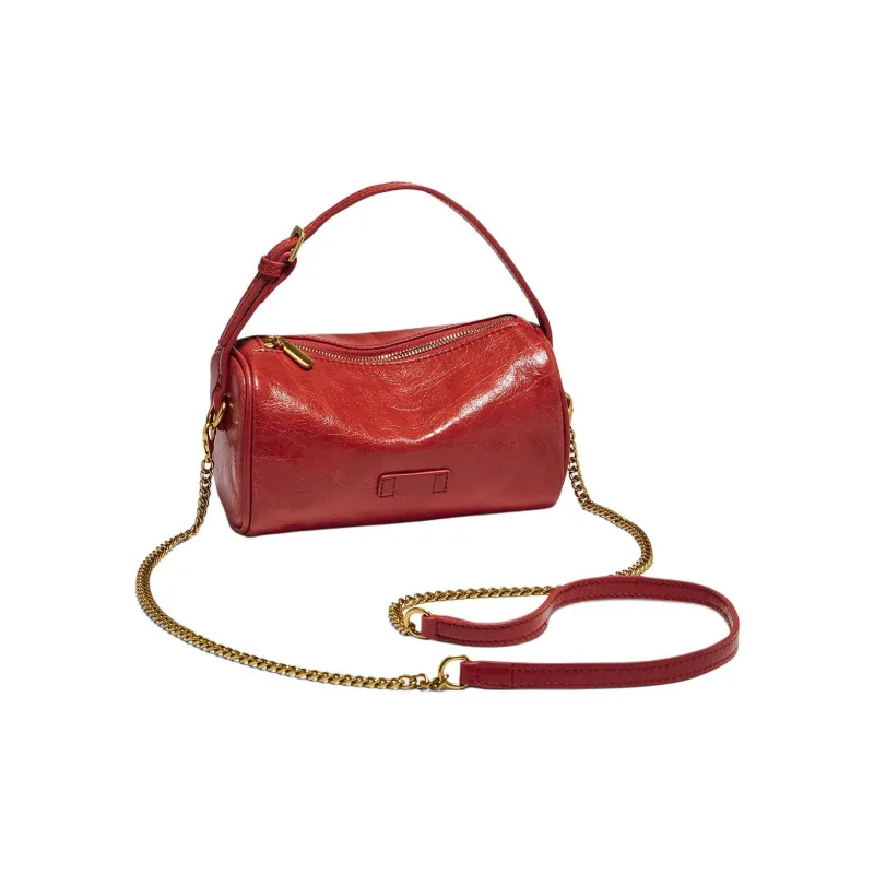 Marino Orlandi Cow Leather Bonded Synthetic Leather Shoulder Bag Regular Women's Black/Red/Khaki-6