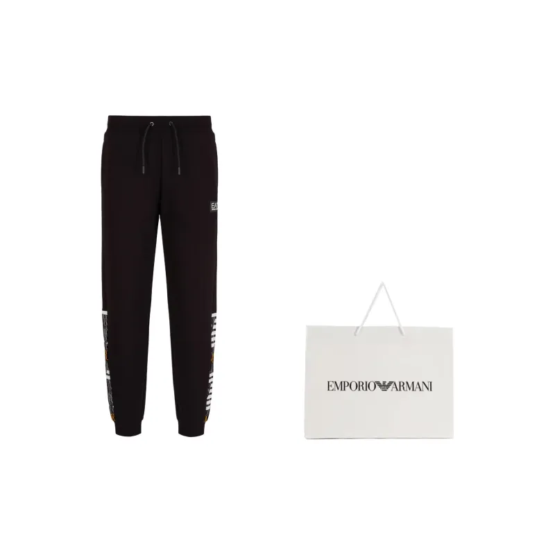EMPORIO ARMANI EA7 SS24 Knitted Sports Pants Men's Black-4