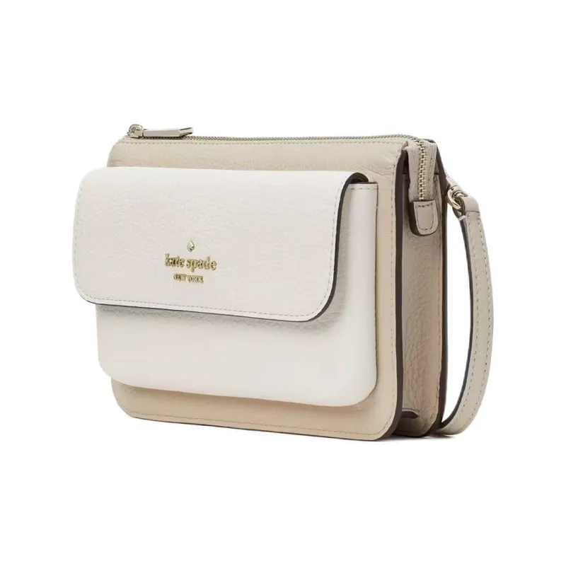 Kate Spade Leila Leather Shoulder Bag, Crossbody Bag Small Size Women's Light Sand Multicolor-1
