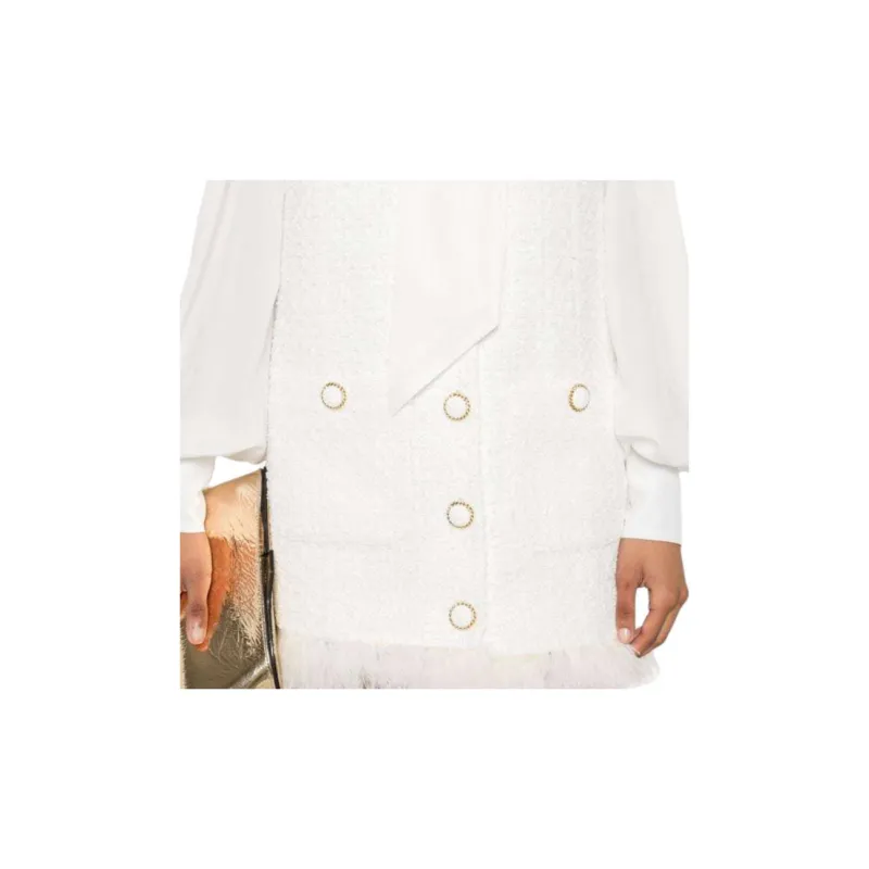 BALMAIN Feather trim Tweed Mini Dress-4