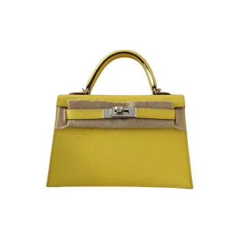 HERMES Mini Kelly Generation 1 Epsom Leather Kelly Bag Shoulder Bag Crossbody Bag Handbag Mini Women's 9N Citron Lemon