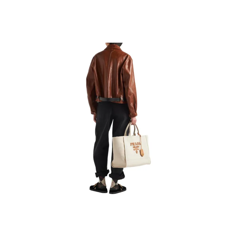 PRADA SS24 Leather Jacket Women's Rosewood Wood Color-2