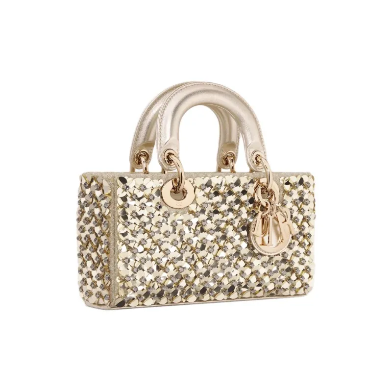 DIOR Lady D Joy Lambskin Lady Dior Bag, Shoulder Bag, Crossbody Bag, Handbag Small Size Women's Gold-1