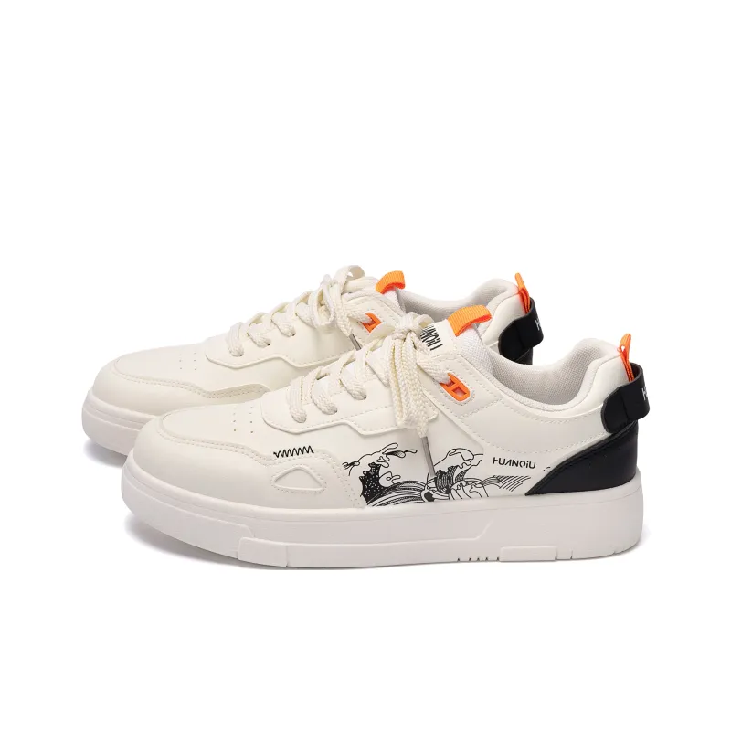 HUANQIU Year Of The Snake Limited Edition Slip Resistant Height Increasing Low Top Skateboard Shoes Men's White Black-1