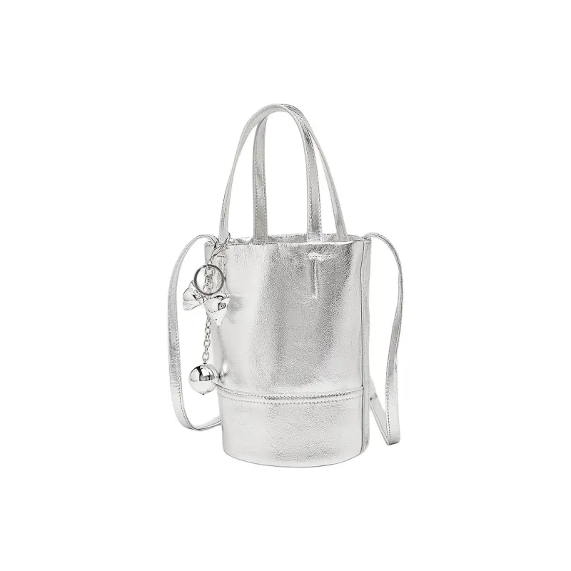 Marino Orlandi Cow Leather Bonded Synthetic Leather Shoulder Bags Handbags Regular Women's Silver-1