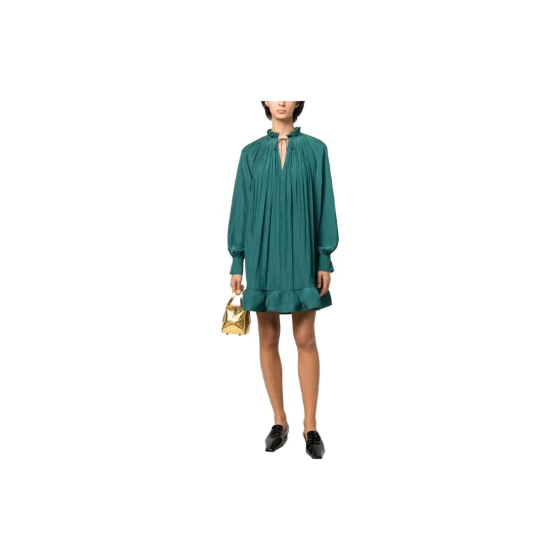 Lanvin Ruffled Charmeuse Flared Dress-1