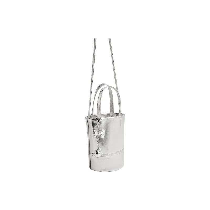 Marino Orlandi Cow Leather Bonded Synthetic Leather Shoulder Bags Handbags Regular Women's Silver-2