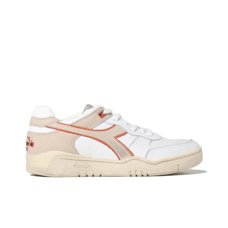 Diadora Heritage Anti-Slip Wear-Resistant Low-Top Skateboard Shoes Men's White Yellow-1