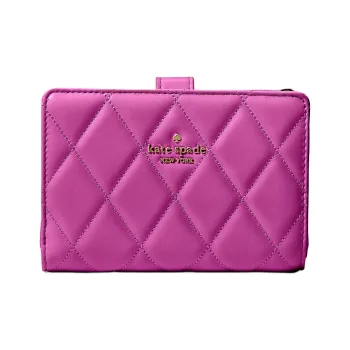 Kate Spade Quilted Leather Wallet Medium Size Women's Baha Rose