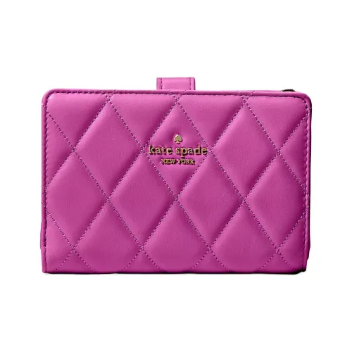 Kate Spade Quilted Leather Wallet Medium Size Women's Baha Rose