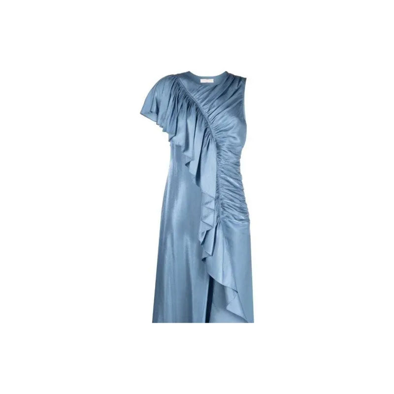 Ulla Johnson Ruffle trim Charmeuse Long Dress-4
