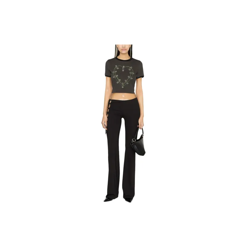 HERON PRESTON Lace up Flared Trousers-1