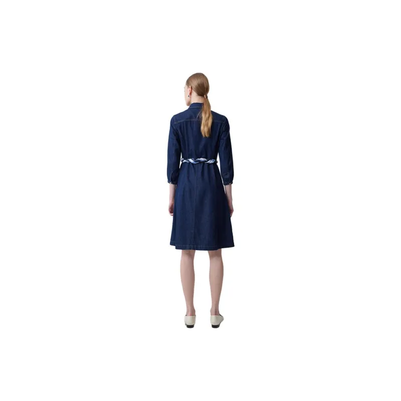 HAZZYS Long Sleeved Dress Women's Navy Blue-1
